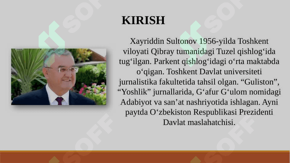 “XAYRIDDIN SULTANOVNING TARIXIYLIK VA ZAMONAVIYLIK” 2