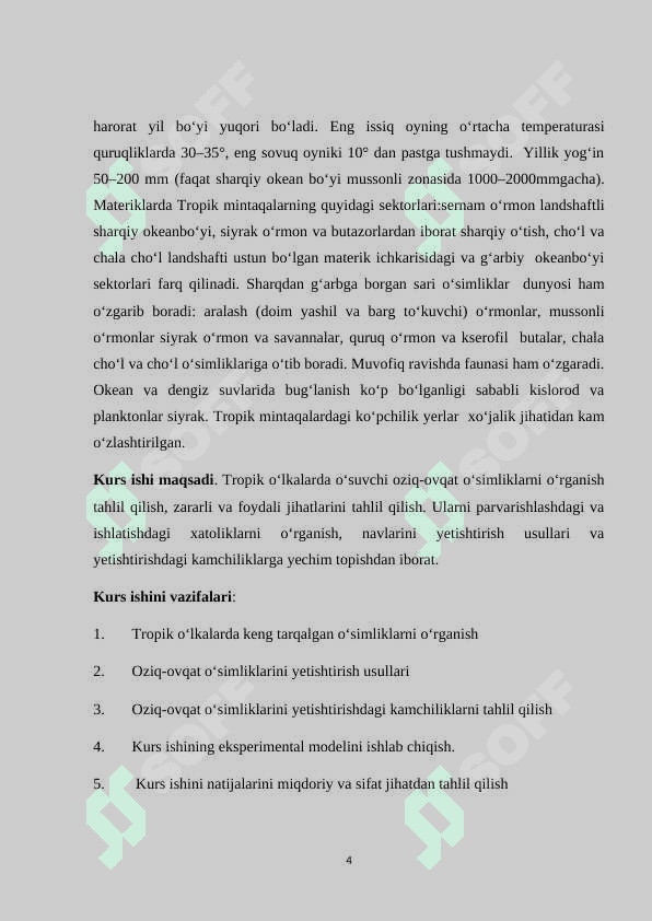 Tropikada tarqalgan oziq   ovqat o‘simliklari 4