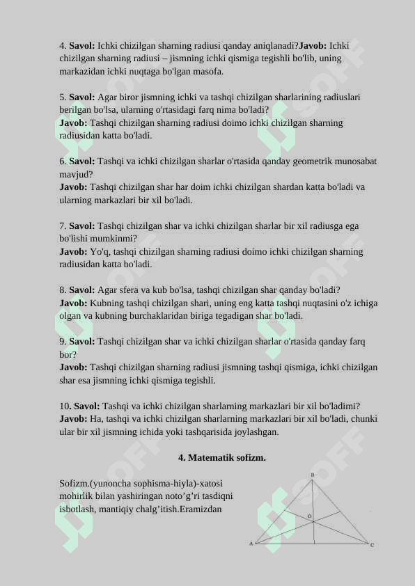 Tashqi va ichki chizilgan sharlar. 4
