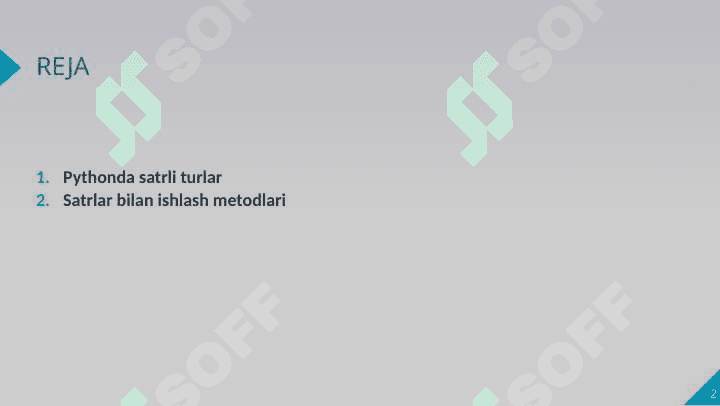 Pythonda satrlar bilan ishlash 2
