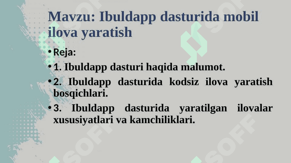 Ibuldapp dasturida mobil ilova yaratish 2