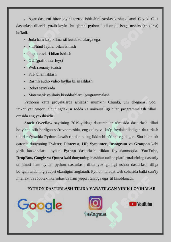 PYTHON DASTURLASH TILI TARIXI VA BUGUNI. PYTHON DASTURLASH TILI VA UNING IMKONIYATLARI. 4