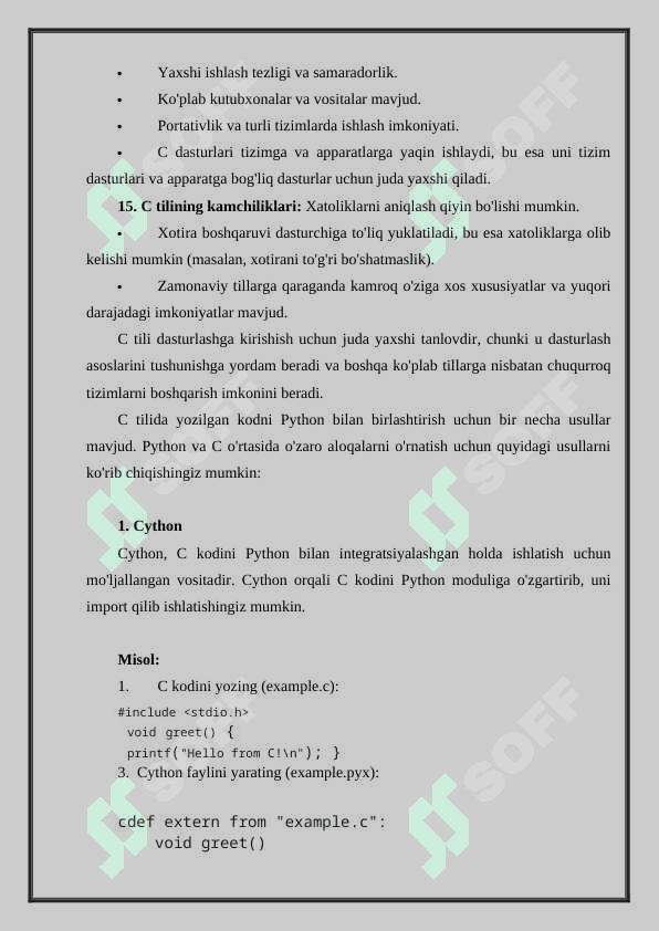 Cython   C tilida yozilgan kodni Python bilan birlashtirish. 4