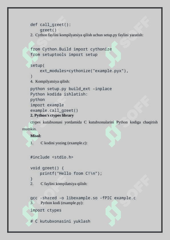 Cython   C tilida yozilgan kodni Python bilan birlashtirish. 5