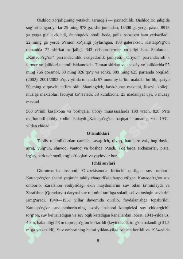 Kattaqo'rg'on tumani.Mustaqil ish 8