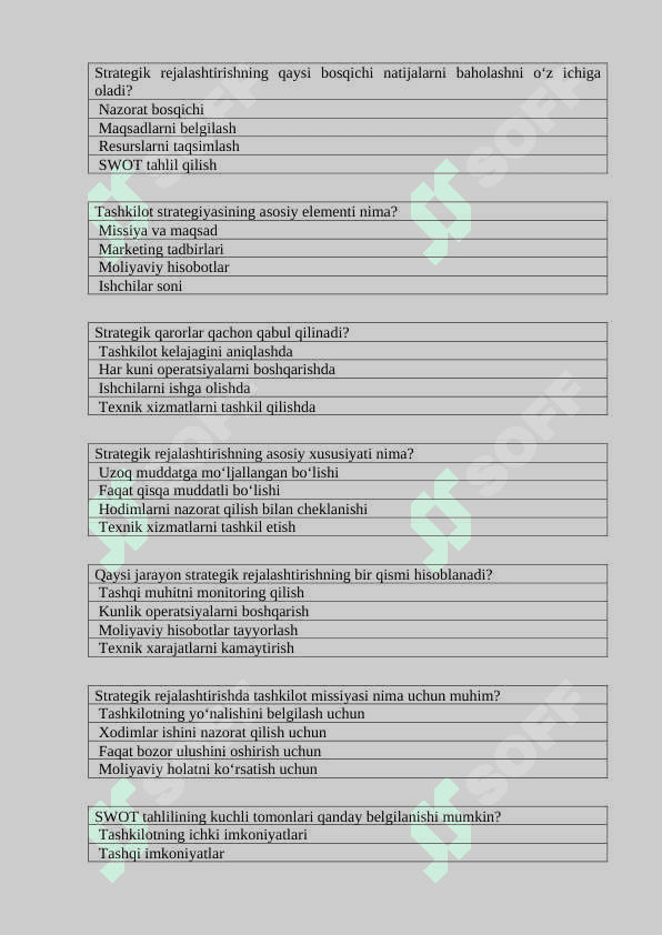 Strategik rejalashtirish test 4