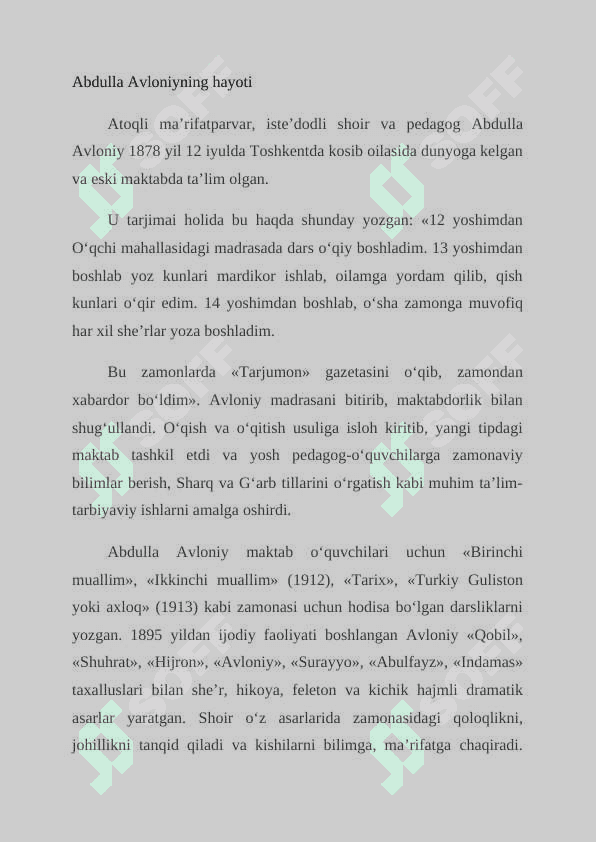 Abdulla Avloniy hayoti va ijodi 2