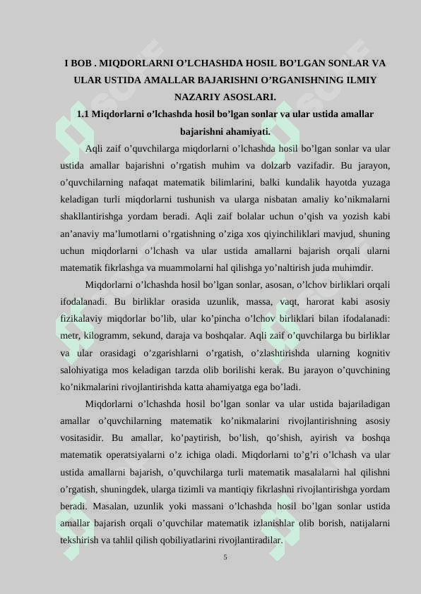 Miqdorlarni o’lchashda hosil bo’lgan sonlar va ular ustida amallar bajarishni o’rganish metodikasi 5