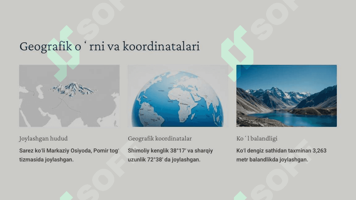Sarez koli Tabiiy geografik tavsif 7