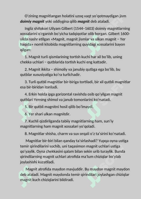 Moddalarning magnit xossalari 2