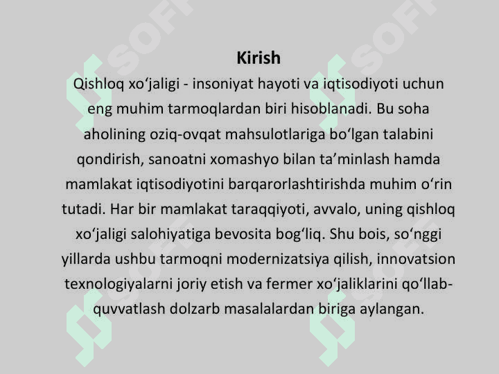 Qishloq xo‘jaligi geografiyasI 2