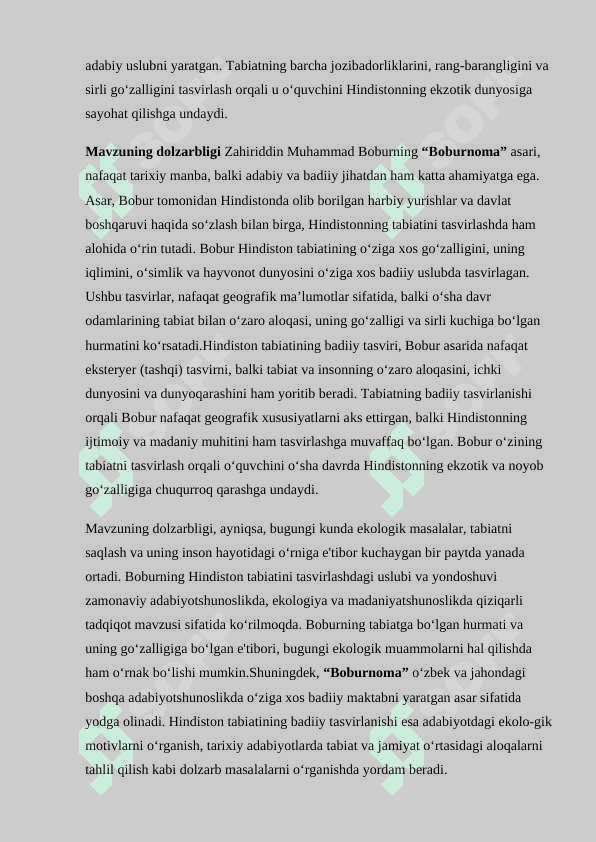 Boburnoma  da Hindiston tabiatining badiiy tasviri 4