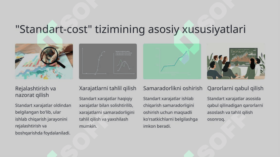 Standart-cost tizimi asosida boshqaruv hisobini tashkil etish 4