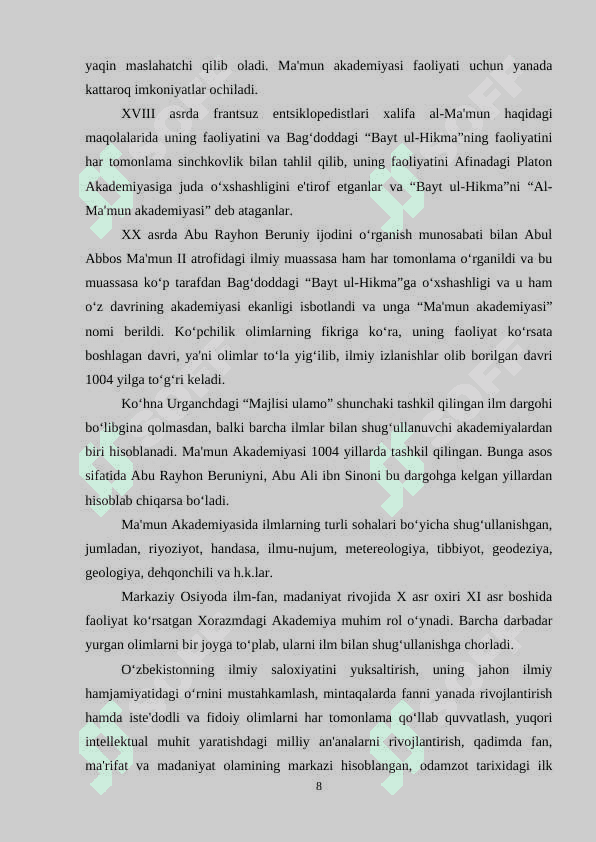 Ma’mun akademiyasining tiklanishi 8