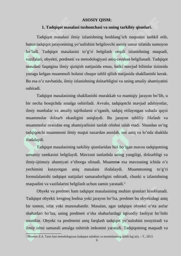 Tadqiqot masalalarining qamrovi va xususiyatlari 6