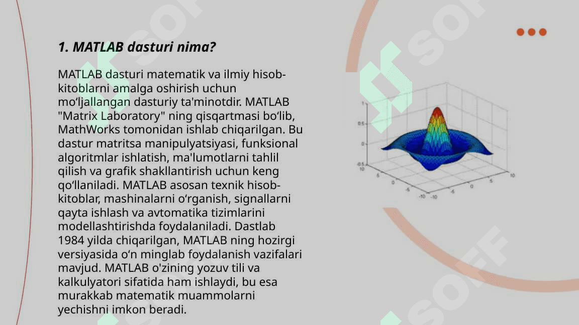 MATLAB dasturida asosiy tushuncha 3