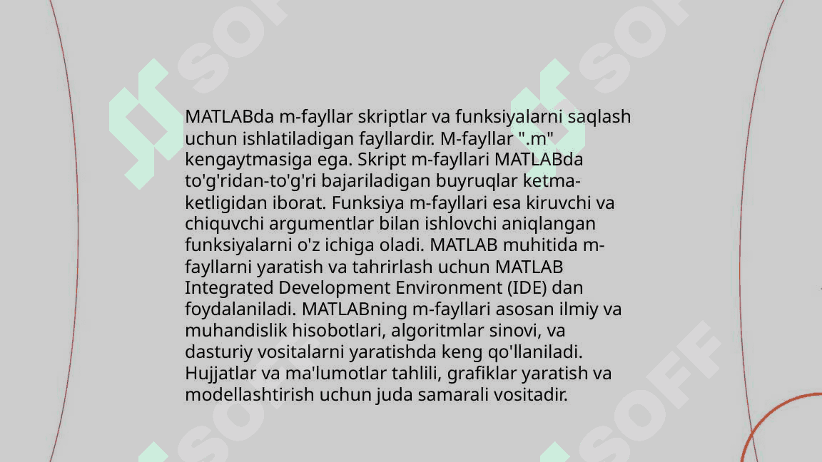 MATLAB dasturida asosiy tushuncha 7