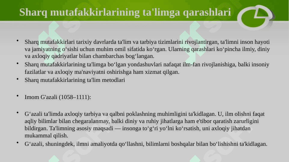 Sharq mutafakkirlari ta'lim metodlari 3