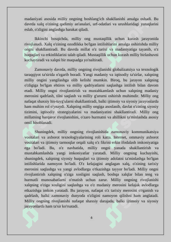 Milliy ong. Referat 6