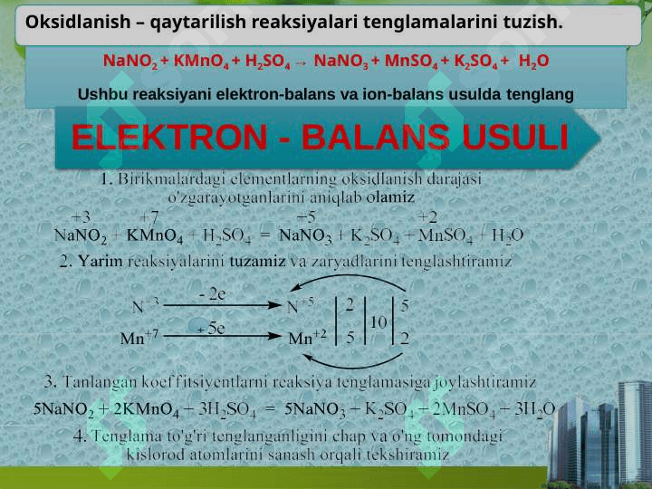 Oksidlanish – qaytarilish reaksiyalari 8