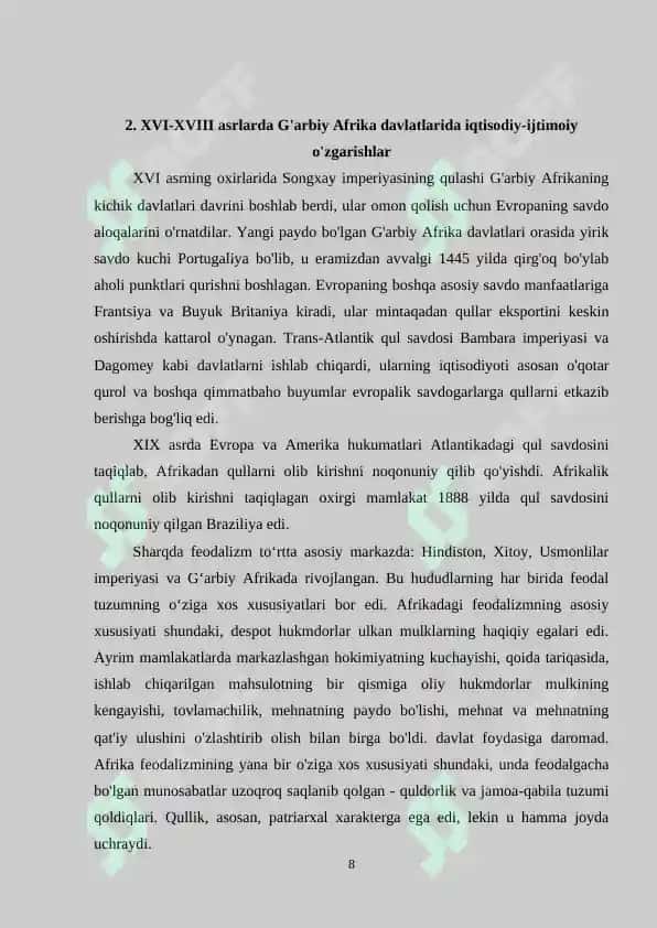 XVI-XVIII Asrlarda G'arbiy Afrika Davlatlari 8
