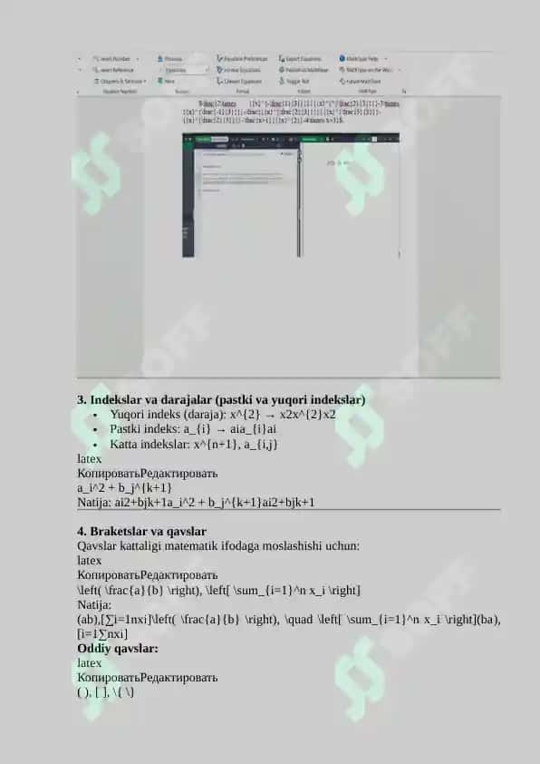 Latex matematik formulalar bilan ishlash 2