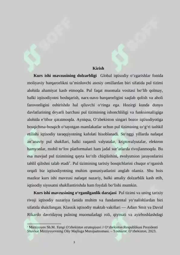 Pul tizimi va uning evolyutsiyasi kurs ishi 3
