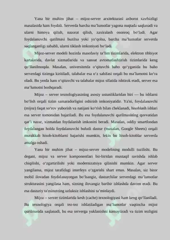 Mijoz – server texnologiyasidan foydalanish 6