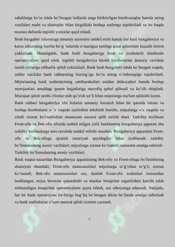 BANK ISHI (SIRTQI) FAKULTETI 7