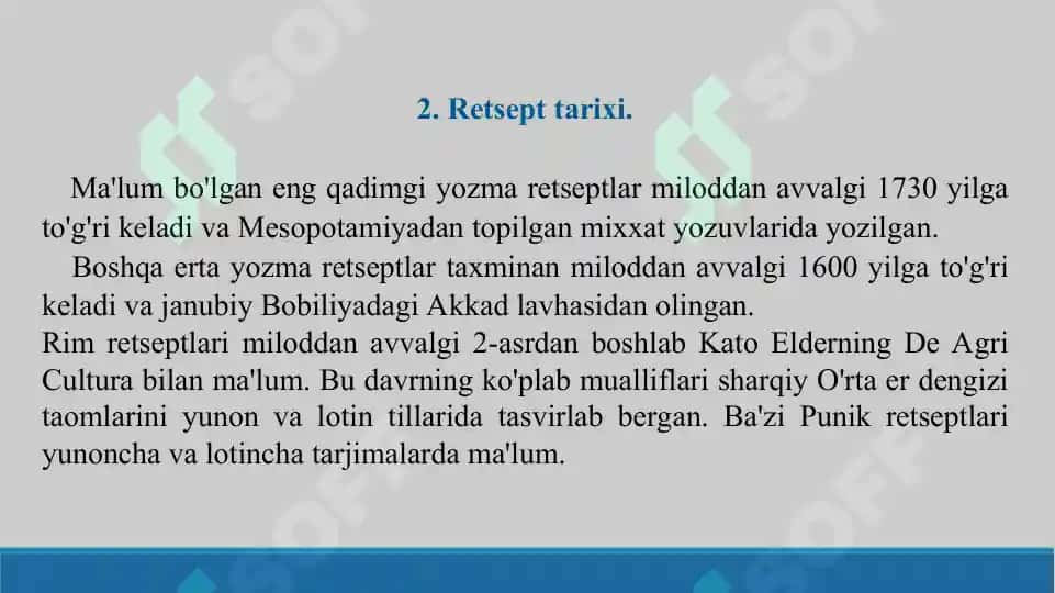 Retsept tarixi. Taqdimot 15 sahifa. 3