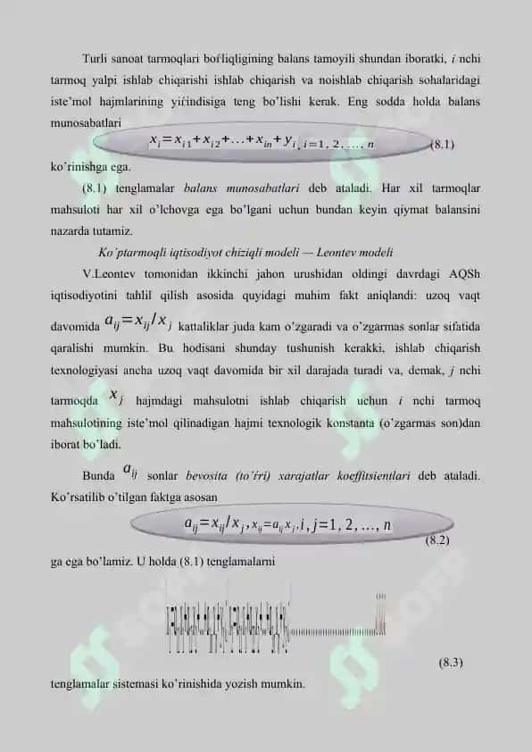 EKONOMETRIK MODEL, STAXOSTIK MODEL, STATIK MODEL VA DINAMIK MODELLAR 6