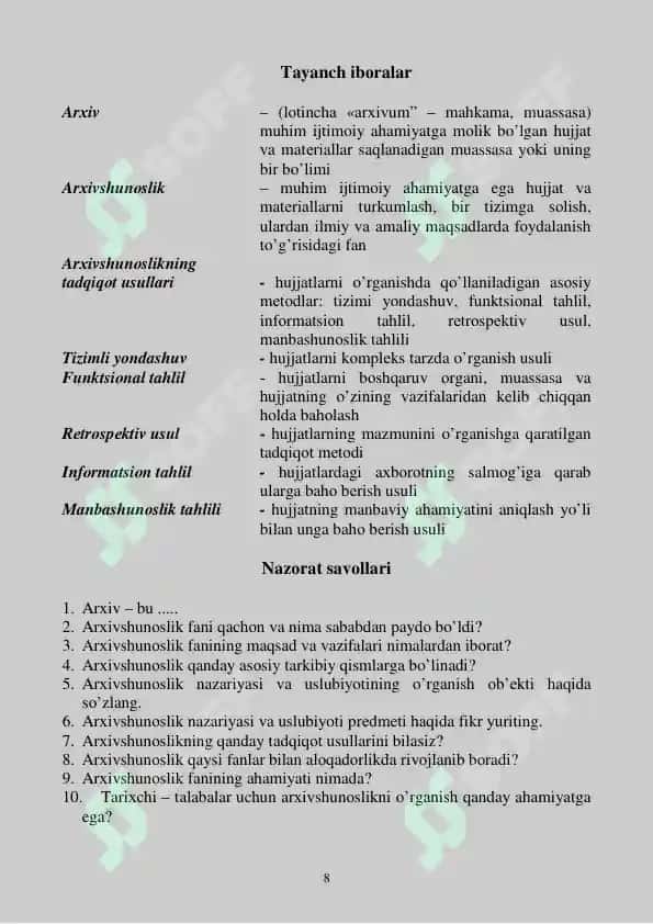 Ma’ruzalar matni 8