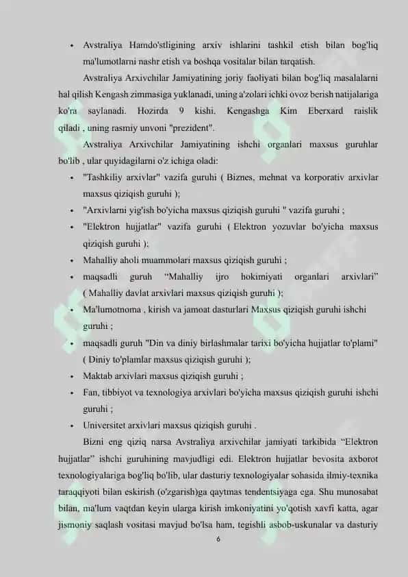 AVSTRALIYA ARXIV ISHI TARIXI 6