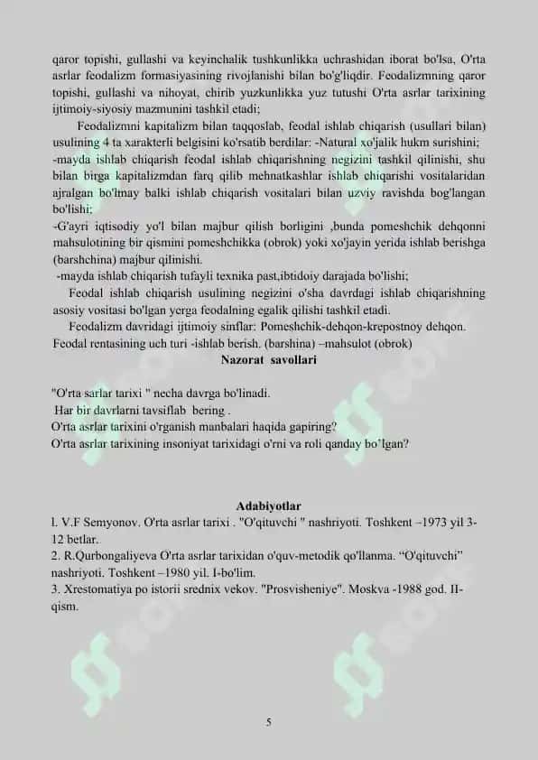 O'RTA ASRLAR tarixi 5