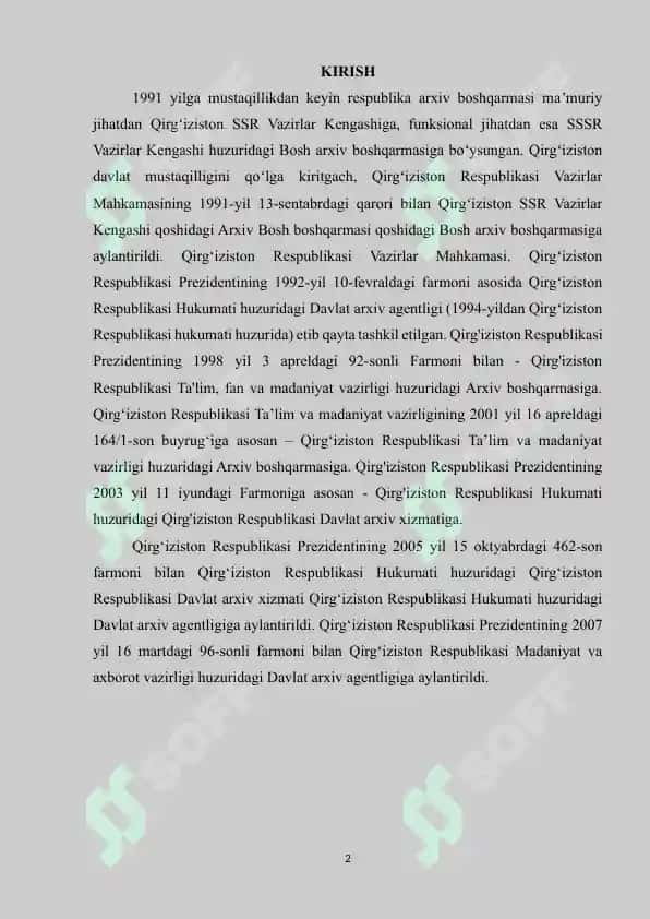 QIRG’IZISTON ARXIV ISHI TARIXI 2