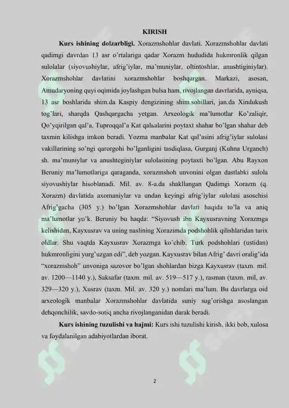 XORAZMSHOHLAR DAVLATI TARIXI TARIXSHUNOSLIGI 2