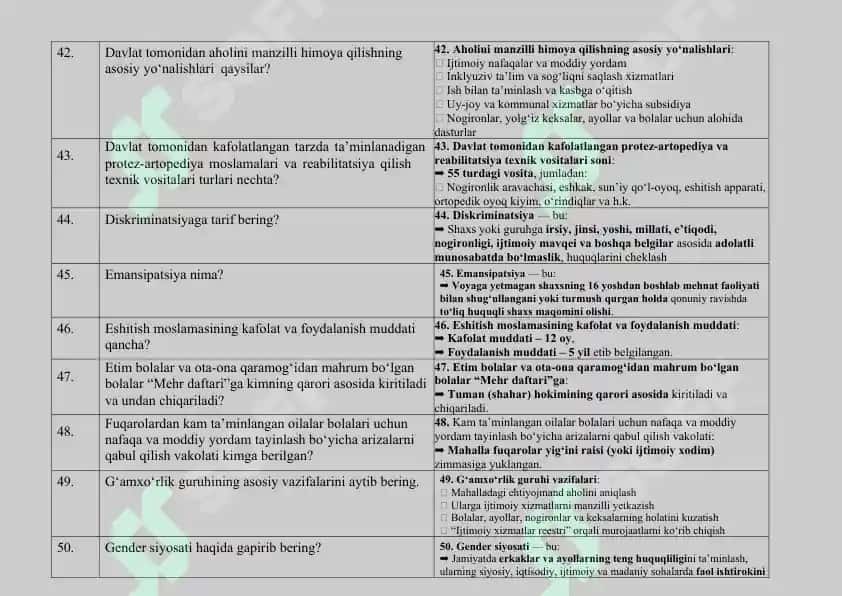 Ijtimoiy himoya suhbat savollari javoblari bilan (2025-yil yangi) 8