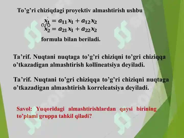 Proyektiv almashtirishlar 2