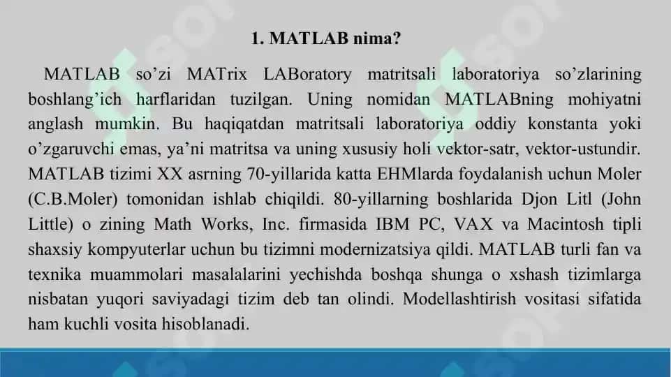 MATLAB dasturining simulink paketi. Taqdimot 20 bet. 2