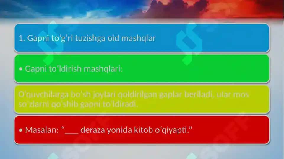 Gap ustida ishlash mashqlari turlari 3