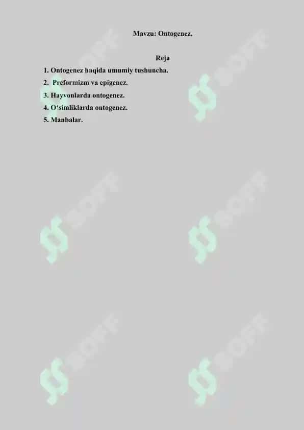 Ontogenez. Referat 5 bet. 2