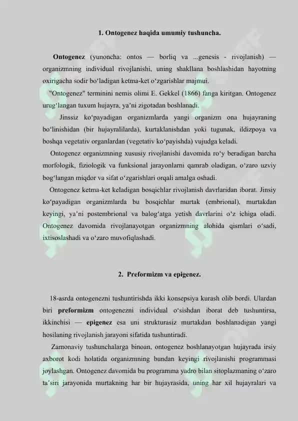Ontogenez. Referat 5 bet. 3