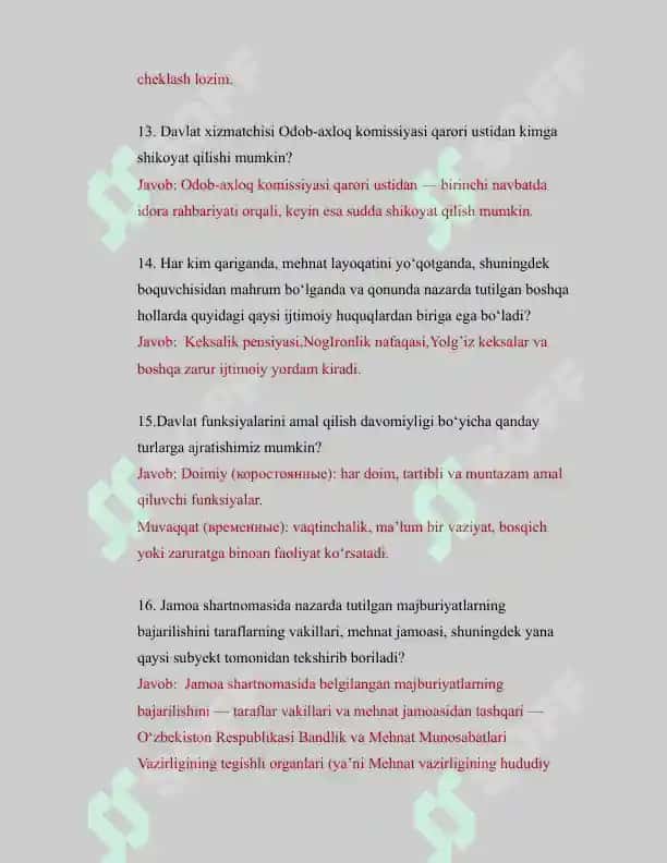 ARGOS - Milliy qonunchilik test javoblari 4