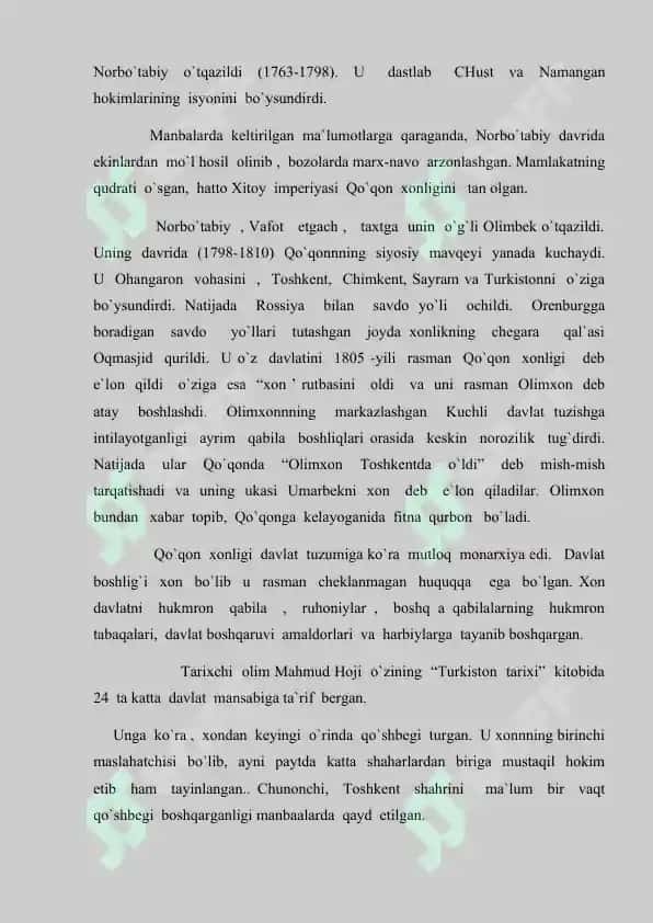 Qo'qon xonligini tashkil topishi 3