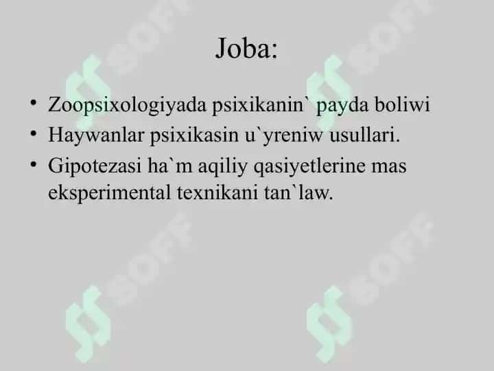 Zoopsixologiya hám salıstırmalı psixologiyaǵa kirisiw. 2