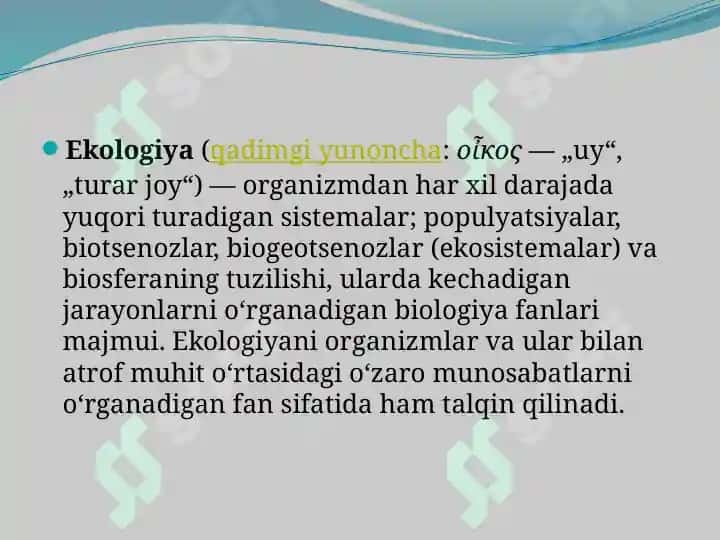Ekologik vaziyatlarni rivojlanish yo'nalishi 2
