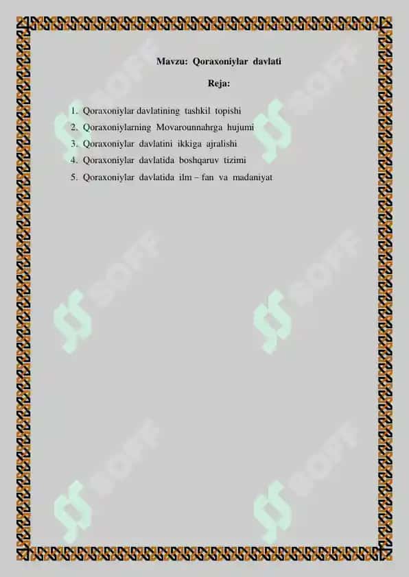 Qoraxoniylar Davlati Referati 2