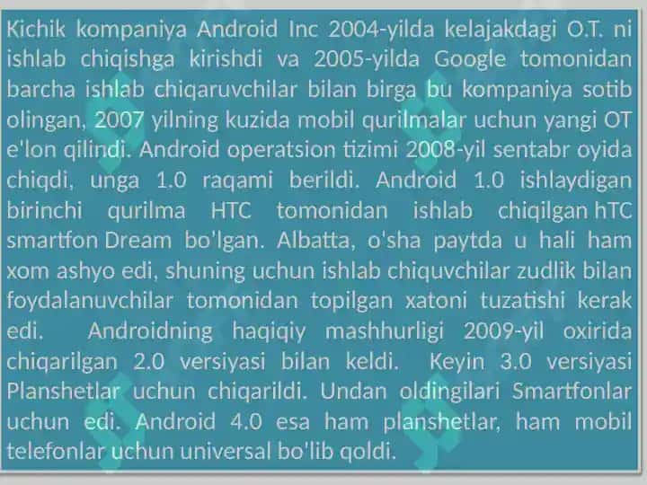 Mobil operatsion tizimlar 8