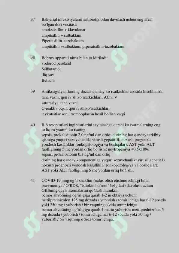 Yuqumli kasalliklar dan Argos testlar 8