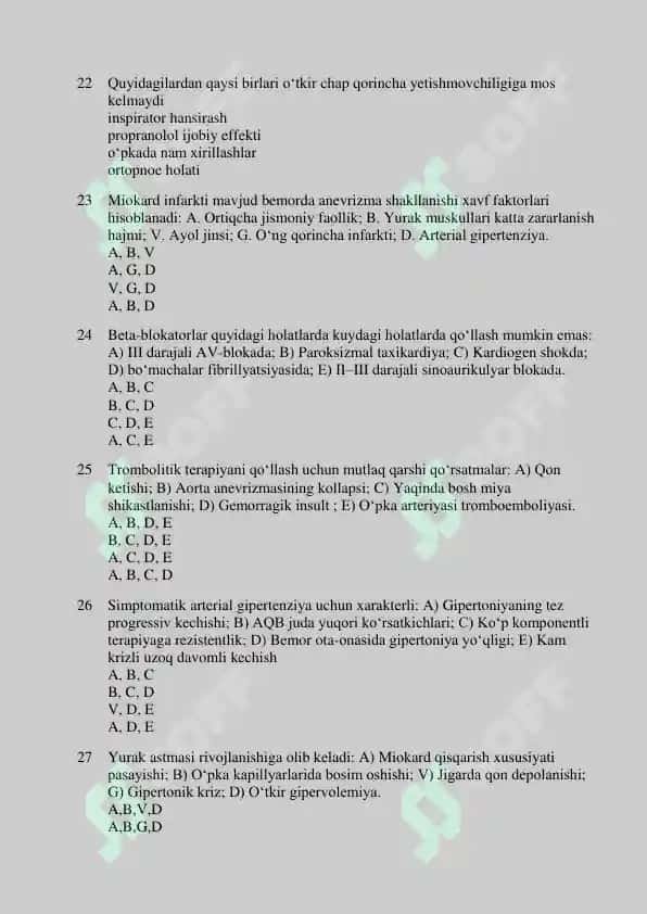 Kardiologiya dan Argos test 2025 4